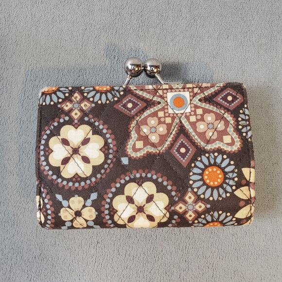 Retired Vera Bradley 3 Piece Purse & Wallet Set Women's Brown Floral Pasley Set - Picture 7 of 16